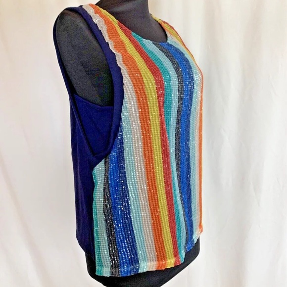 Eva Franco Coconinno Sequin Striped Top - Size Small NWT - Picture 4 of 6